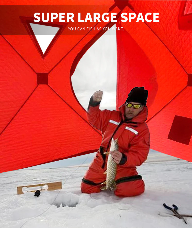 Cheap Goat Tents Large Space Thicken Three Layers Cotton Warm Keeping Winter Ice Fishing Tent Windproof Waterproof Anti snow Camping Fishing Tent Tents 